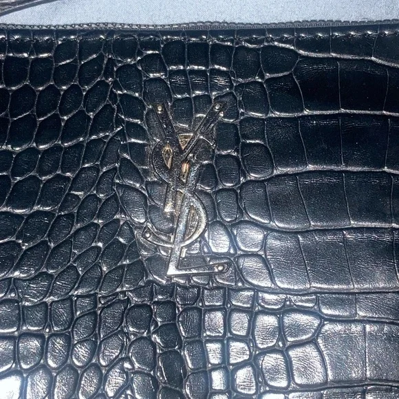 Yves Saint Laurent Black Croc-Embossed Shoulder Bag - Picture 2 of 10